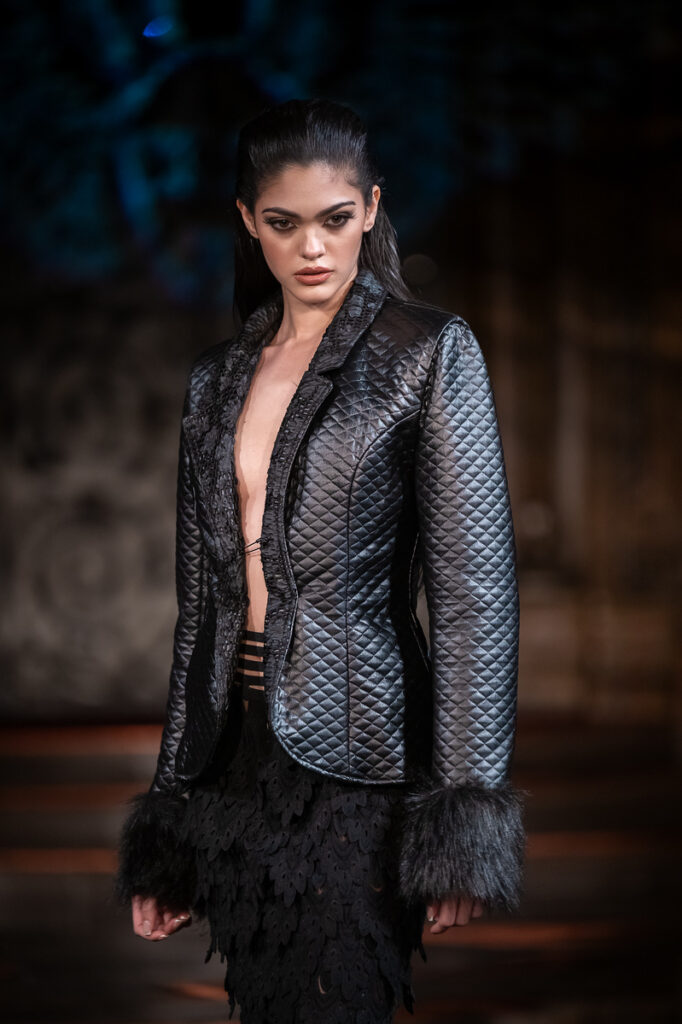 Image of beautiful runway model at New York Fashion Week Street Style Trends in HD