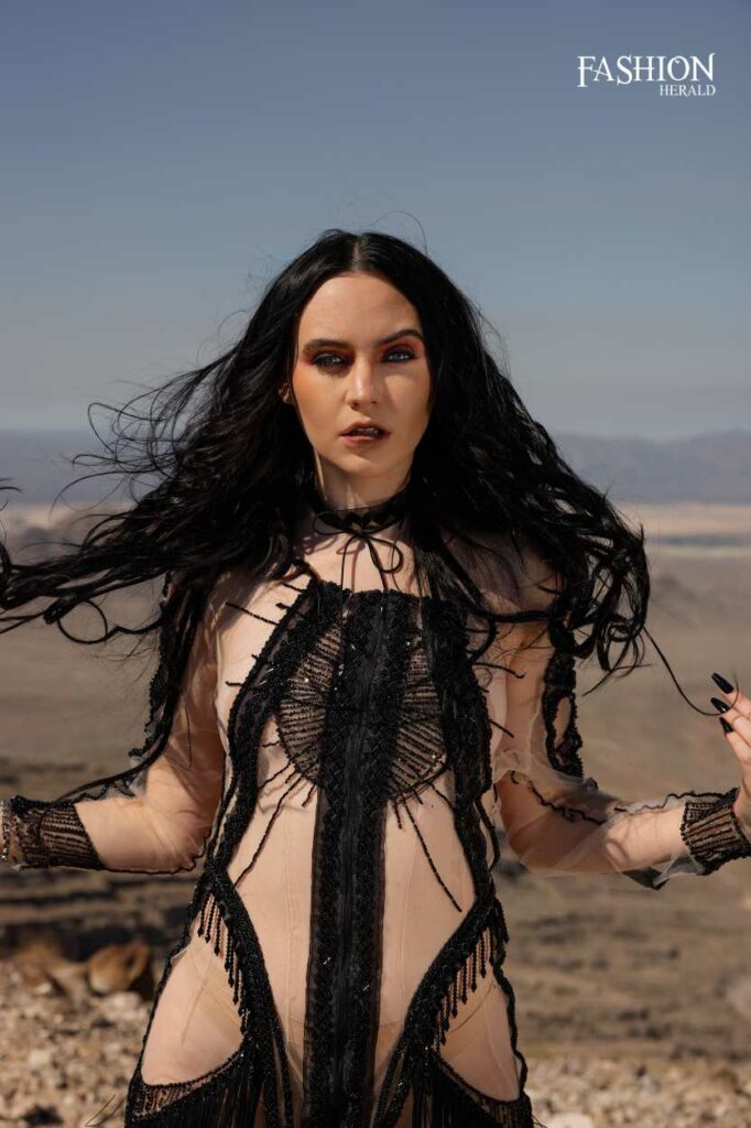 a model poses for “The Calling” by SCATHED Desert Goth Dark Romanticism Into 2026’s Luxury Narrative