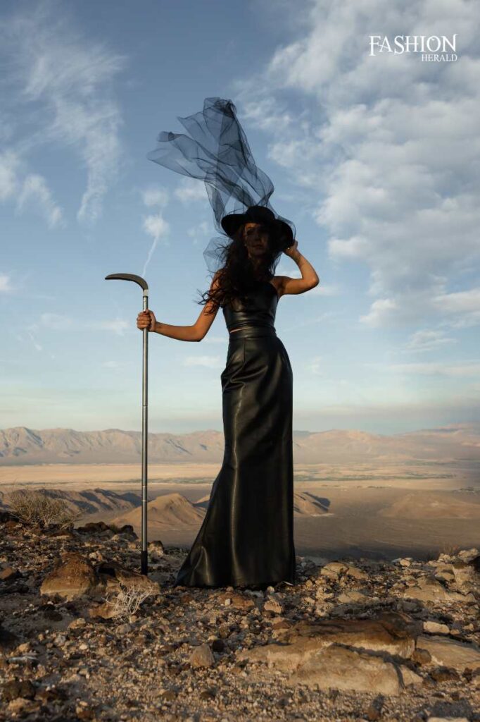 a model poses for “The Calling” by SCATHED Desert Goth Dark Romanticism Into 2026’s Luxury Narrative