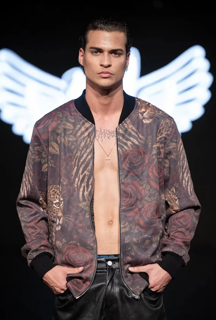 Runway Model showcasing Texture Over Color, The Rise of Reptile Noir at LAFW 2026